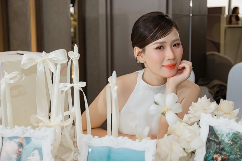 Portrait of wedding client